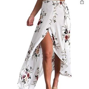 White floral wrap skirt